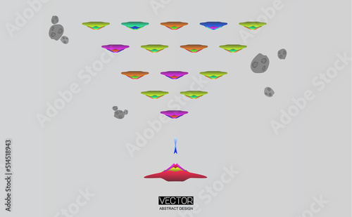 Flying saucer vs other flying saucers in the space. 2D game for pc-browsers or mobiles