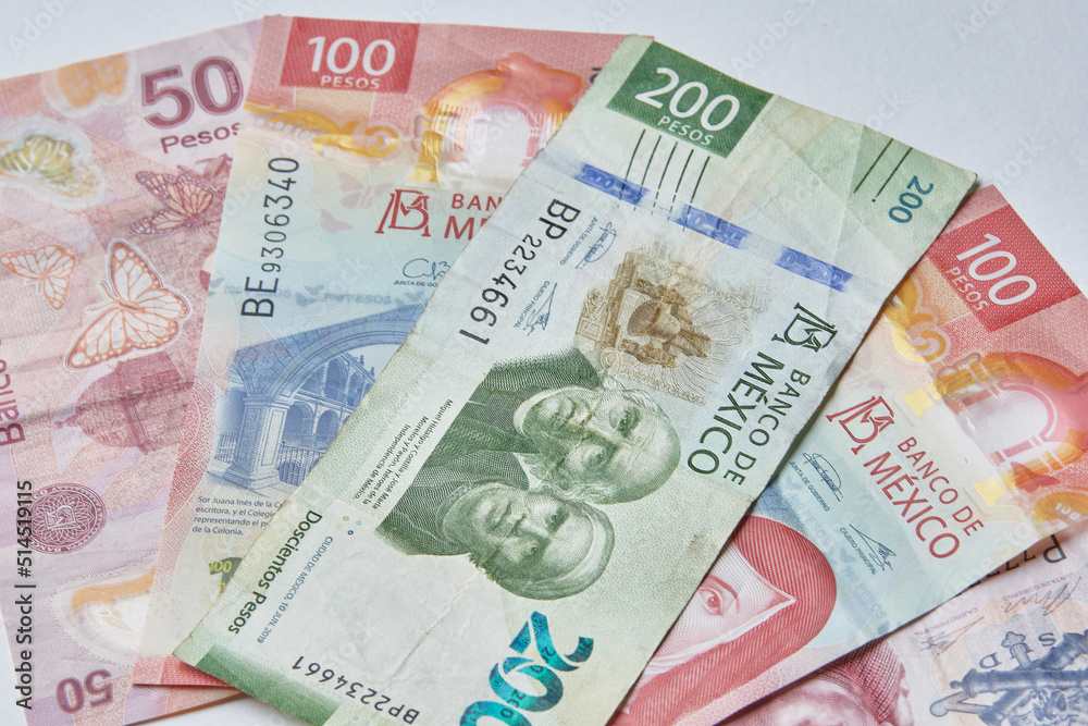 Mexican coins and banknotes. Mexican peso, Latin American currency. money, saved, finances, Mexican coins and banknotes. Mexican peso, Latin American currency. money, saved, finances,