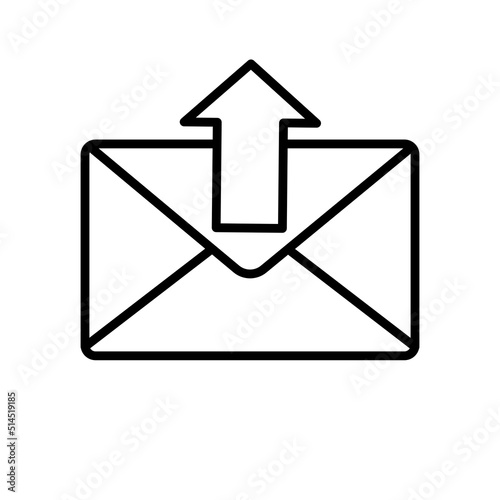 email out, wiadomość . Koperta ze strzałką ikona wektorowa.
