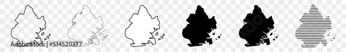 Brooklyn Map Black | New York City Borough Border | Town Border | Transparent Isolated | Variations