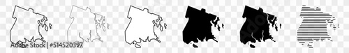 Bronx Map Black | New York City Borough Border | United States | US America | Transparent Isolated | Variations