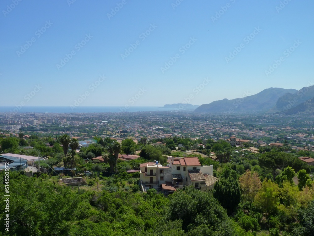 Sicily: the view from Monreale towards Palermo and the coast Sicily: the view from Monreale towards Palermo and the coast