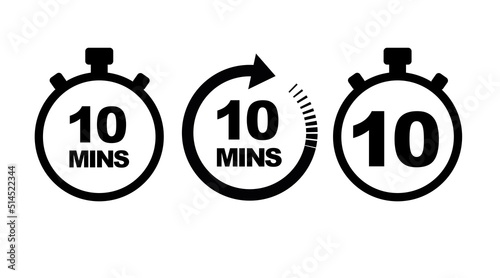 10 minutes Icon set. Vector isolated editable set of illustrations