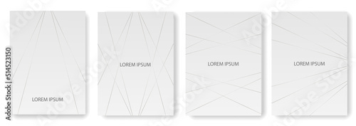 Set collection of gray backgrounds with silver lines