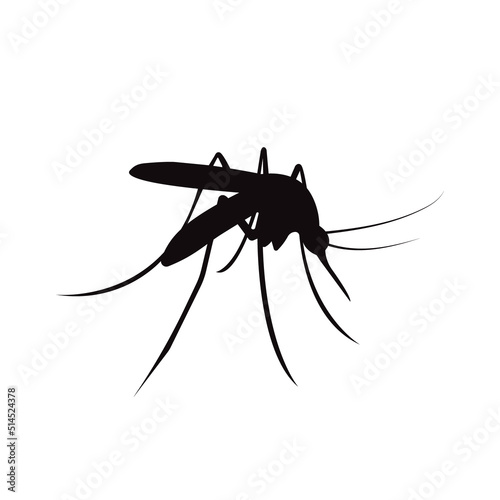 Vector illustration of black mosquito silhouette. Bloodsucker.