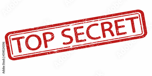 Rubber stamp with text top secret inside. Vector illustration.