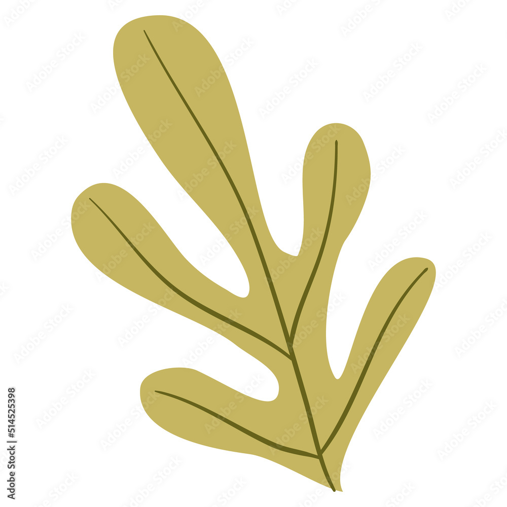 Hand Drawn Flat Doodle Leaf. Nature Green Leaf Design Element. Hand Drawn Flat Doodle Leaf. Nature Green Leaf Design Element.