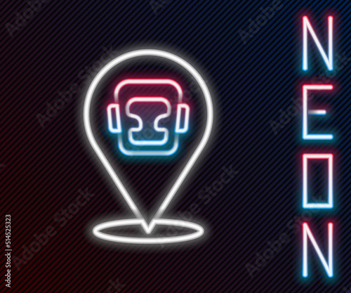 Glowing neon line Boxing helmet icon isolated on black background. Colorful outline concept. Vector