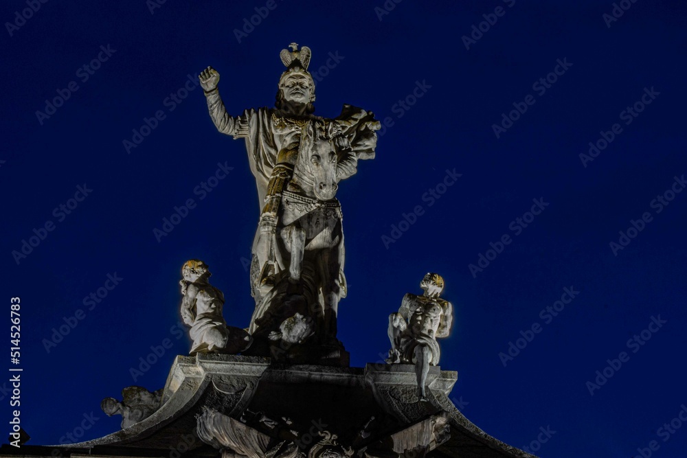 statue of saint peter at night