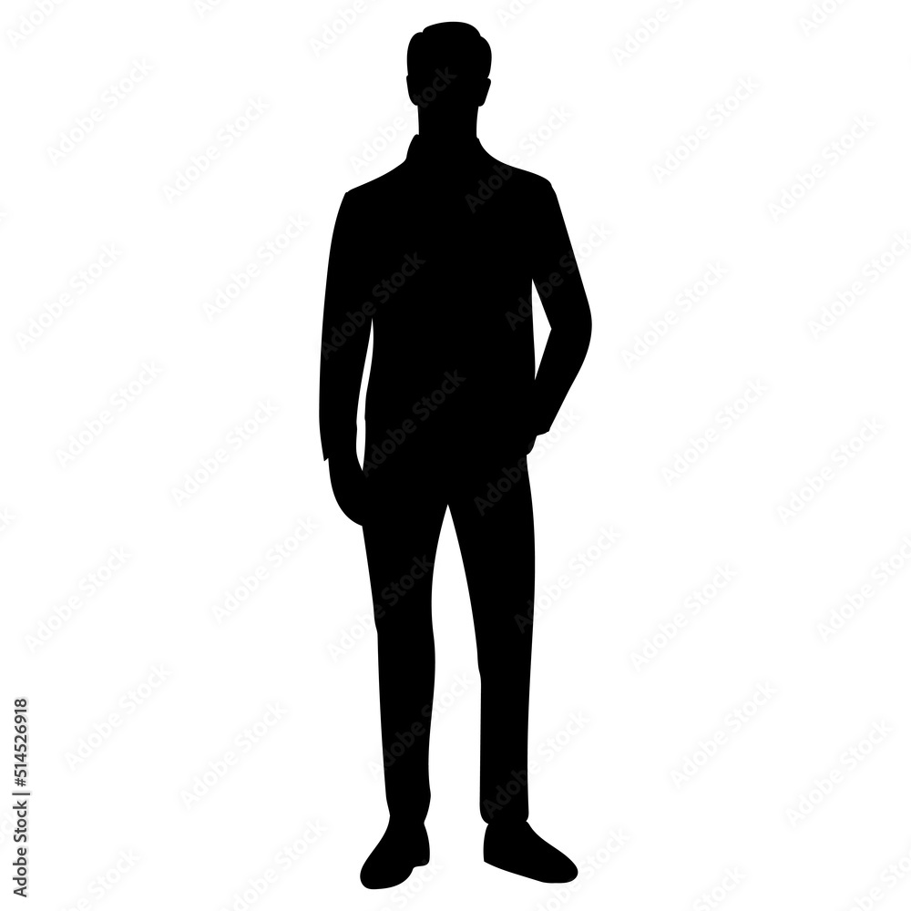 man silhouette on white background, isolated, vector