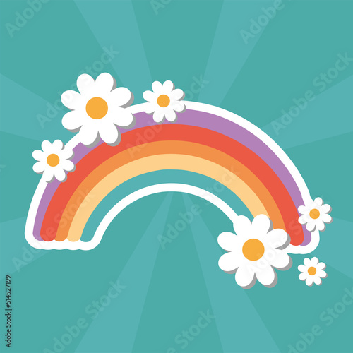 rainbow and flowers sticker