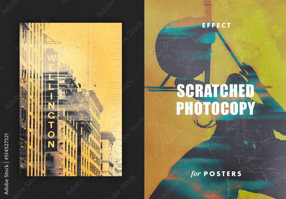 Dust and Scratch Poster Photo Effect Mockup Stock Template | Adobe Stock