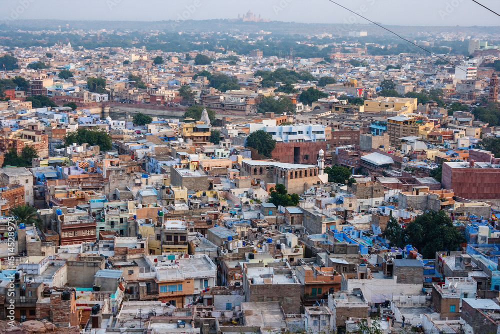 View at the blue city Jodhpur, Rajasthan, India, Asia
