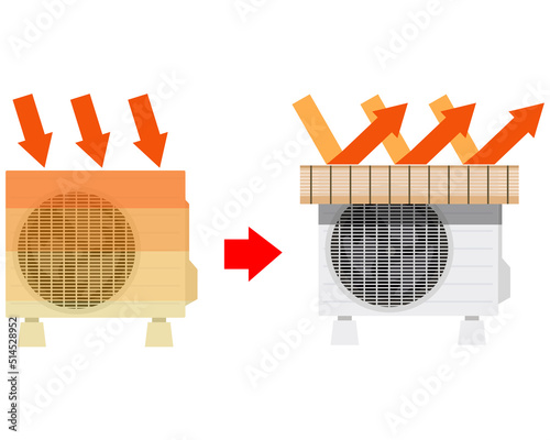 夏のエアコン室外機のすだれのカバーイラスト　ベクター