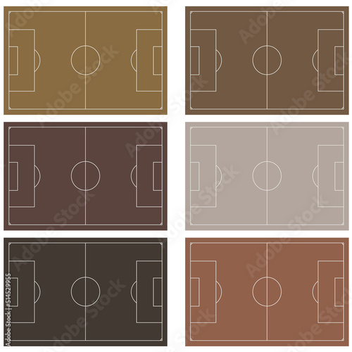 イラスト素材　土のグランドのサッカーコート　ベクター