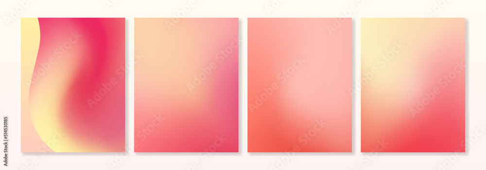 Set of gradient backgrounds in red and yellow colors with the grainy ...