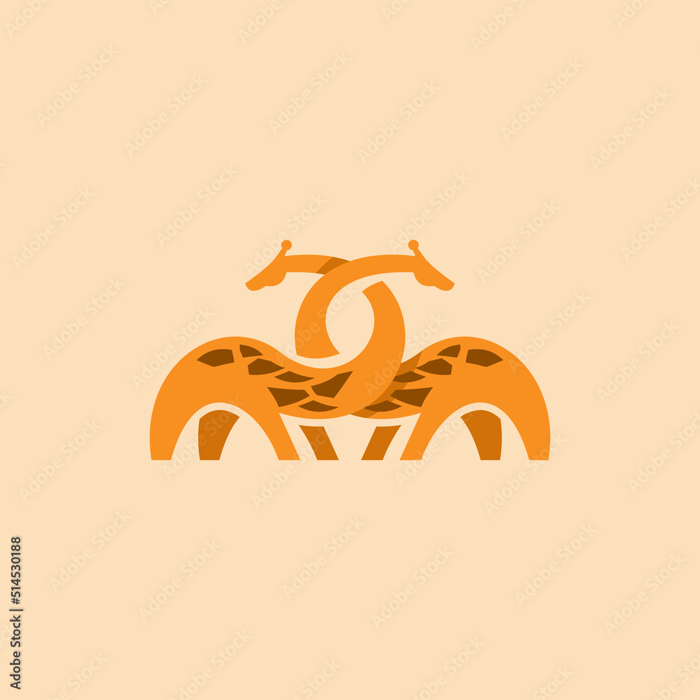 Cute Giraffes couple in love, Vector Icon Illustration. Cute Giraffes couple in love, Vector Icon Illustration.