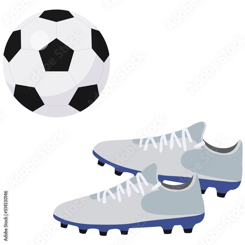 イラスト素材　サッカーボールとスパイク　ベクター