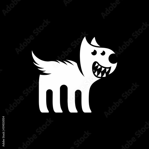 Angry dog, bares his teeth and growls, logo design. Animal, pet, barking dog and evil dog, vector design and illustration
