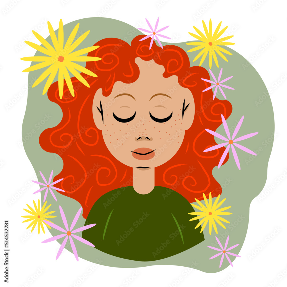 red haired girl with flowers red haired girl with flowers