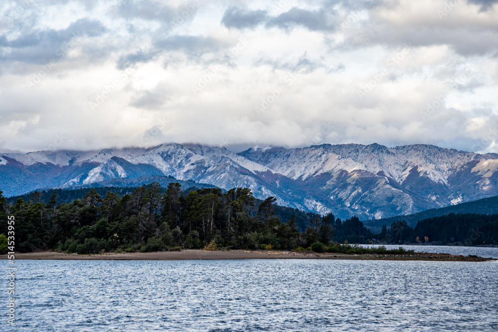 View of the Andes mountains from Lake Nahuel Huapi, Bariloche, Argentina View of the Andes mountains from Lake Nahuel Huapi, Bariloche, Argentina