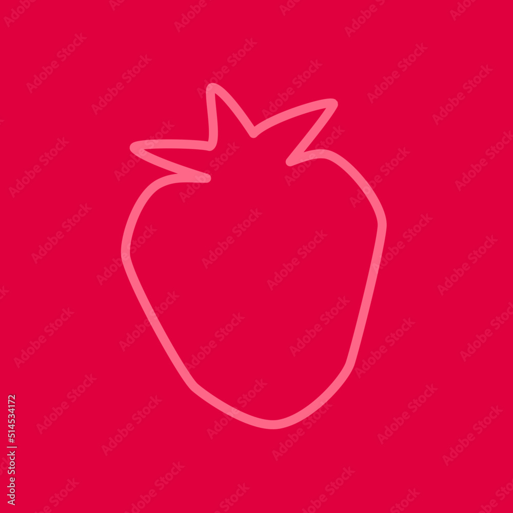 Cartoon Strawberry Isolated on Red Background, Outline Graphic. Fresh Straw Berry Fruit Silhouette, Vector EPS With Editable Strokes. Summer Fruit Contour Icon. Cartoon Strawberry Isolated on Red Background, Outline Graphic. Fresh Straw Berry Fruit Silhouette, Vector EPS With Editable Strokes. Summer Fruit Contour Icon.