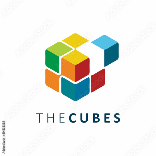 multi colors cube box logo design