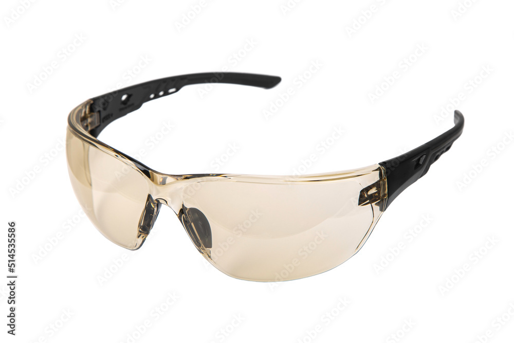 Safety glasses for shooting and work isolated on white back Safety glasses for shooting and work isolated on white back