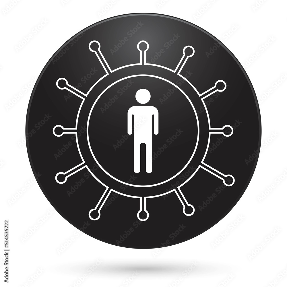 Social distance icon, black circle button, vector illustration. Social distance icon, black circle button, vector illustration.