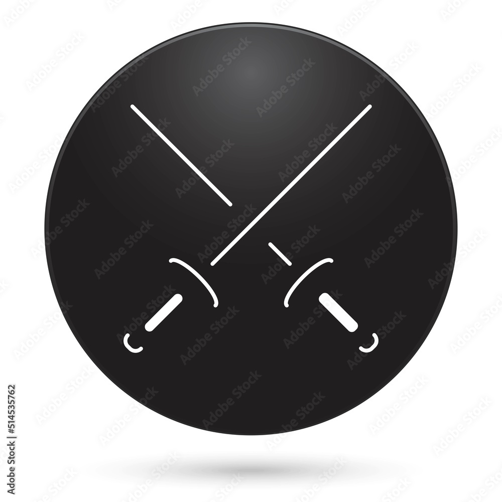 Swords icon, black circle button, vector illustration. Swords icon, black circle button, vector illustration.