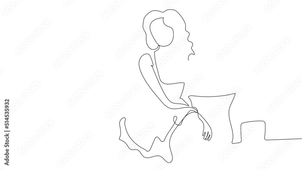 Self drawing simple animation of single continuous one art line drawing sexy girl sits on sofamakes selfie. High quality FullHD footage Self drawing simple animation of single continuous one art line drawing sexy girl sits on sofamakes selfie. High quality FullHD footage