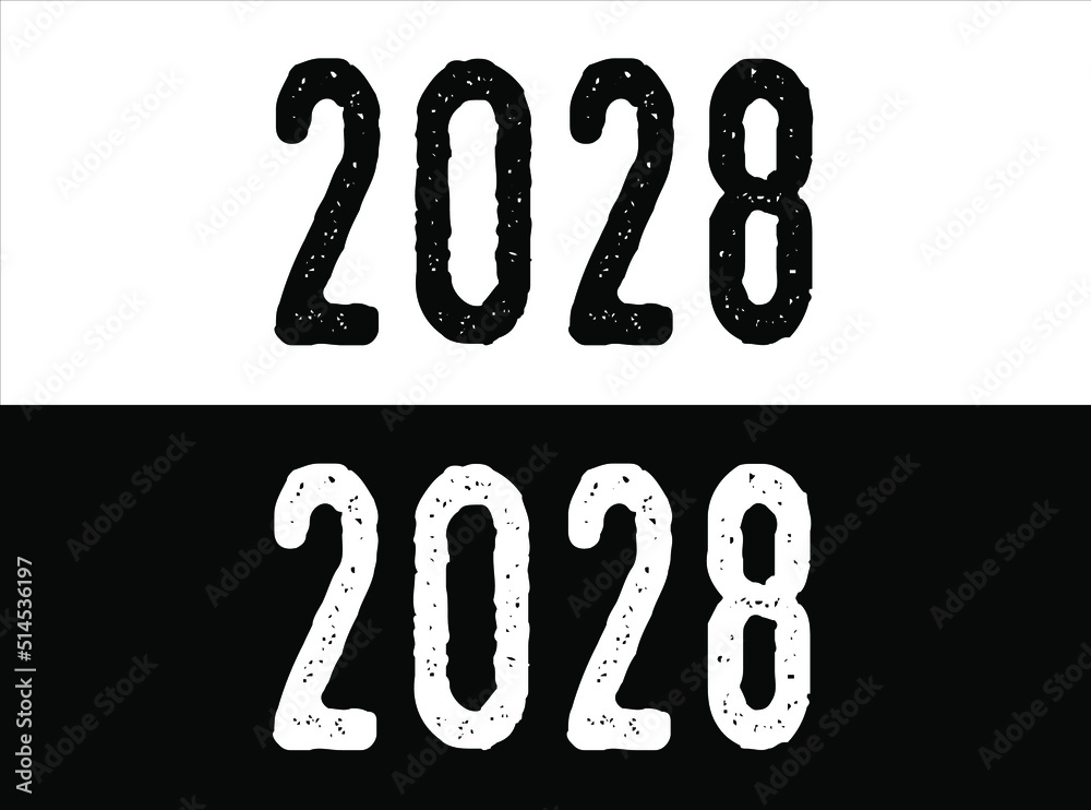 Year 2028 commemoration. White and black vector with year for celebration. Year 2028 commemoration. White and black vector with year for celebration.