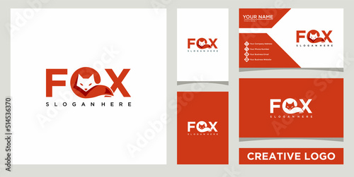 fox creative logo design template with business card design	