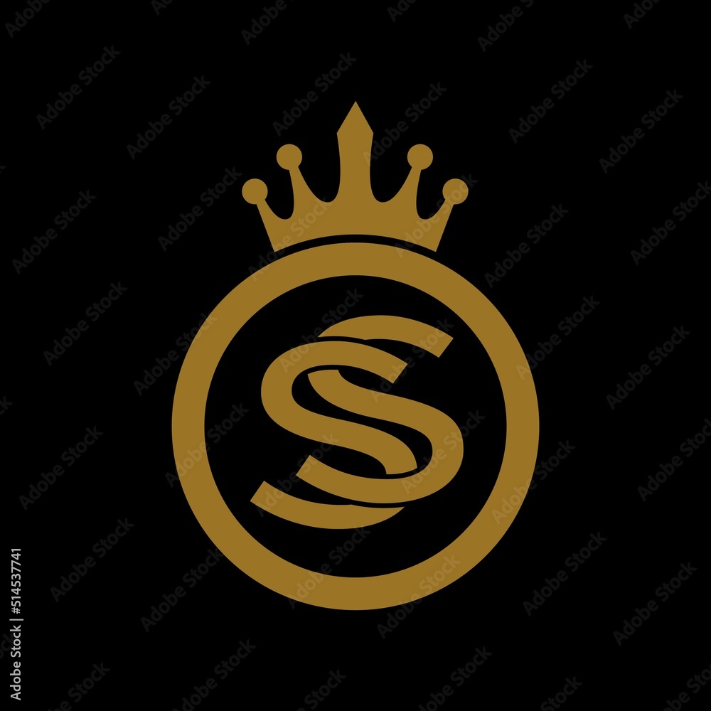 Obraz premium golden initial letter SS with crown logo vector design
