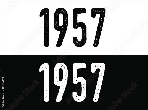 Birthday date year 1957 black and white on green background.