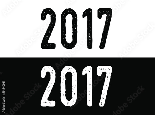 Birthday date year 2017 black and white on green background.