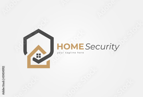 Home Security Logo, Shield with house combination, flat design logo template, vector illustration