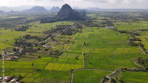 The Limestone Keteri Hill and The Surrounding Rice Paddy Fields photo