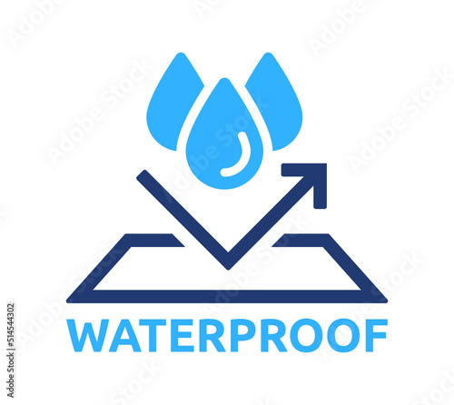 Waterproof icon vector design. Impermeable protection against liquid and rain with water drop symbol illustration.