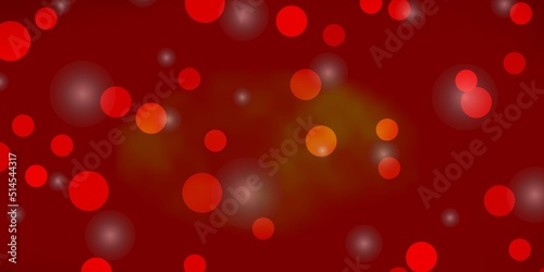 Dark Orange vector template with circles, stars.