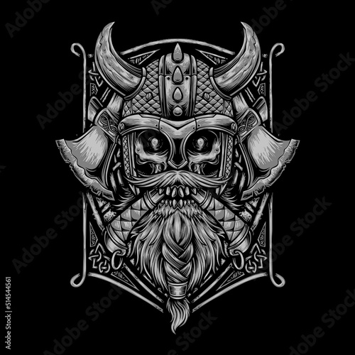 viking skull vector for tshirt design