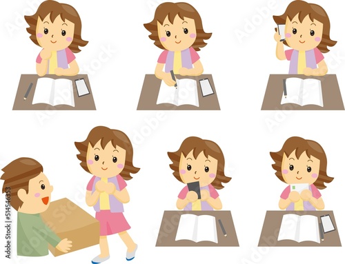 カタログで商品を選び、注文して受け取る女性