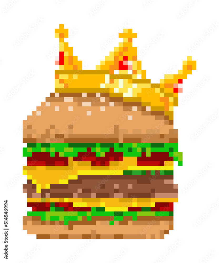 King Pixel Burger for Burger Lover and Food Lover King Pixel Burger for Burger Lover and Food Lover