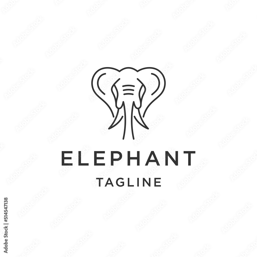Obraz premium Head elephant line logo icon design template flat vector