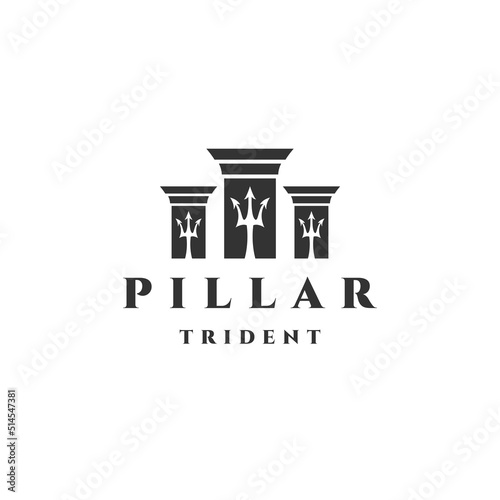 Pillar of trident logo icon design template flat vector