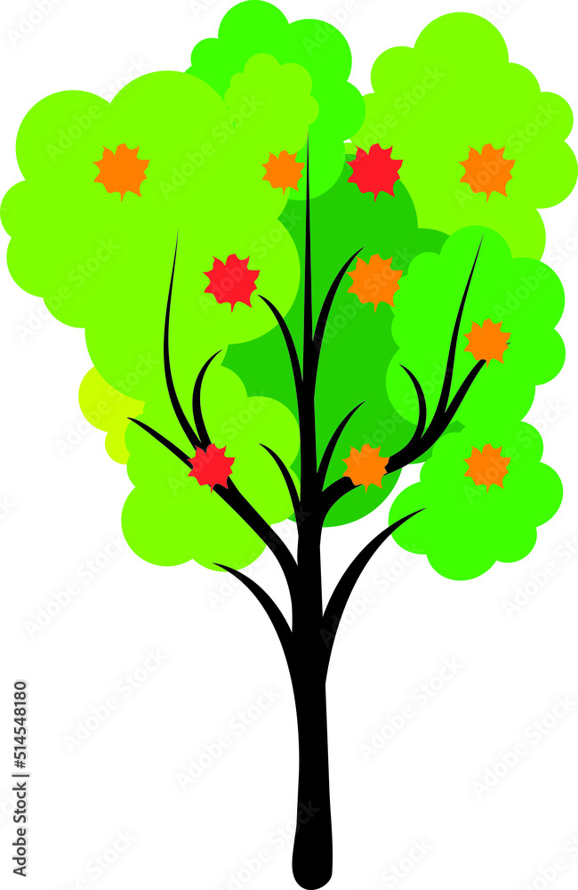 Tree sign icon in flat style. Branch forest vector illustration