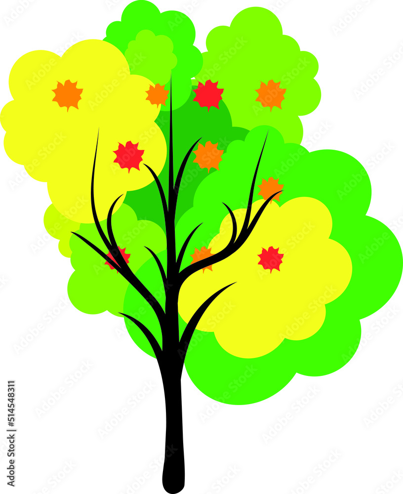 Fototapeta premium Tree sign icon in flat style. Branch forest vector illustration