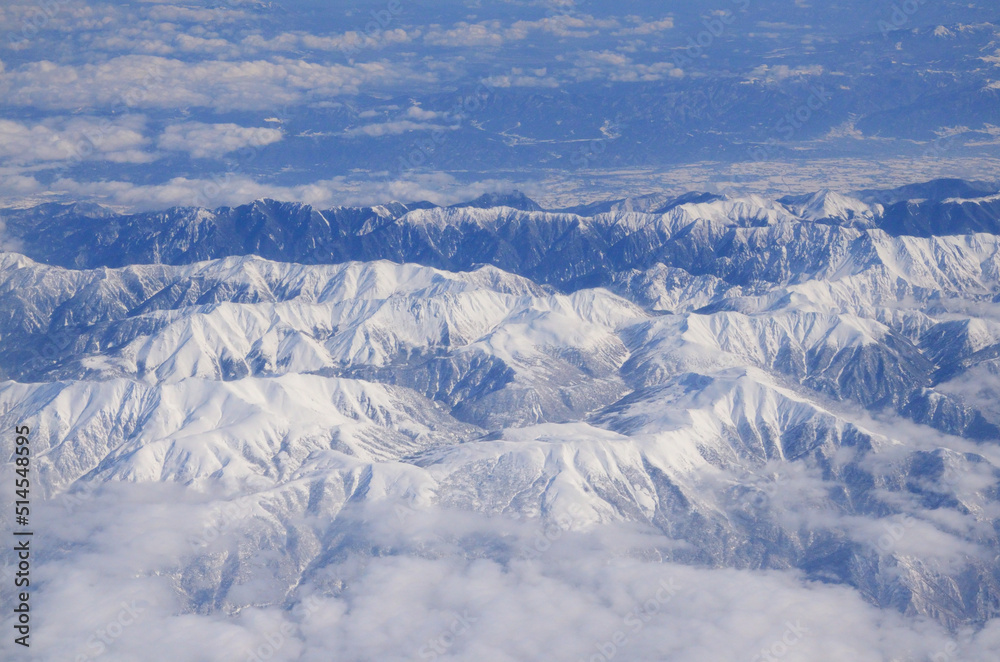 空から見た日本の冬山