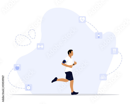 Healthy lifestyle concept in flat design. Vector illustration.