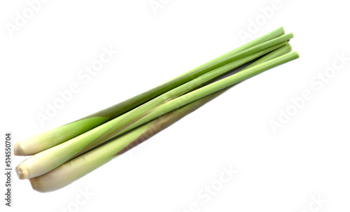 Fresh organic lemongrass isolated on white background. Concept   Thai herb ingredient vegetable for cooking food or beverage. Agriculture crops. Easy to grow.